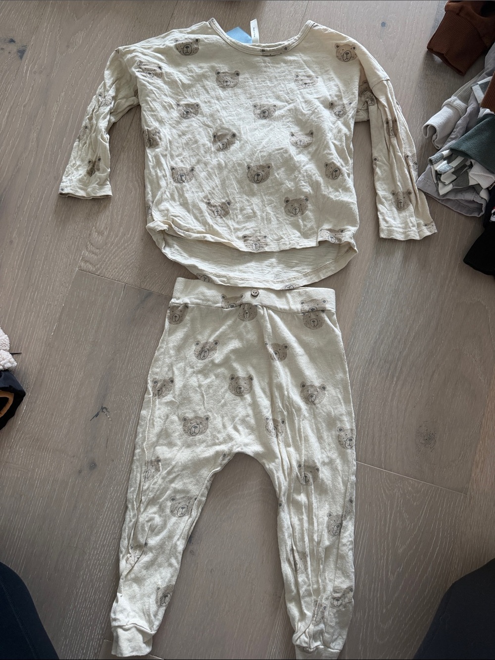 Rylee + Cru Cream Bear Print Kids Pajama Set